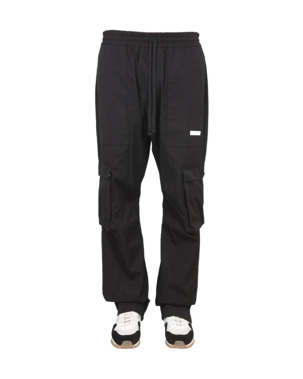 Ih Nom Uh Nit Black Elasticated Waistband Cargo Pants for men
