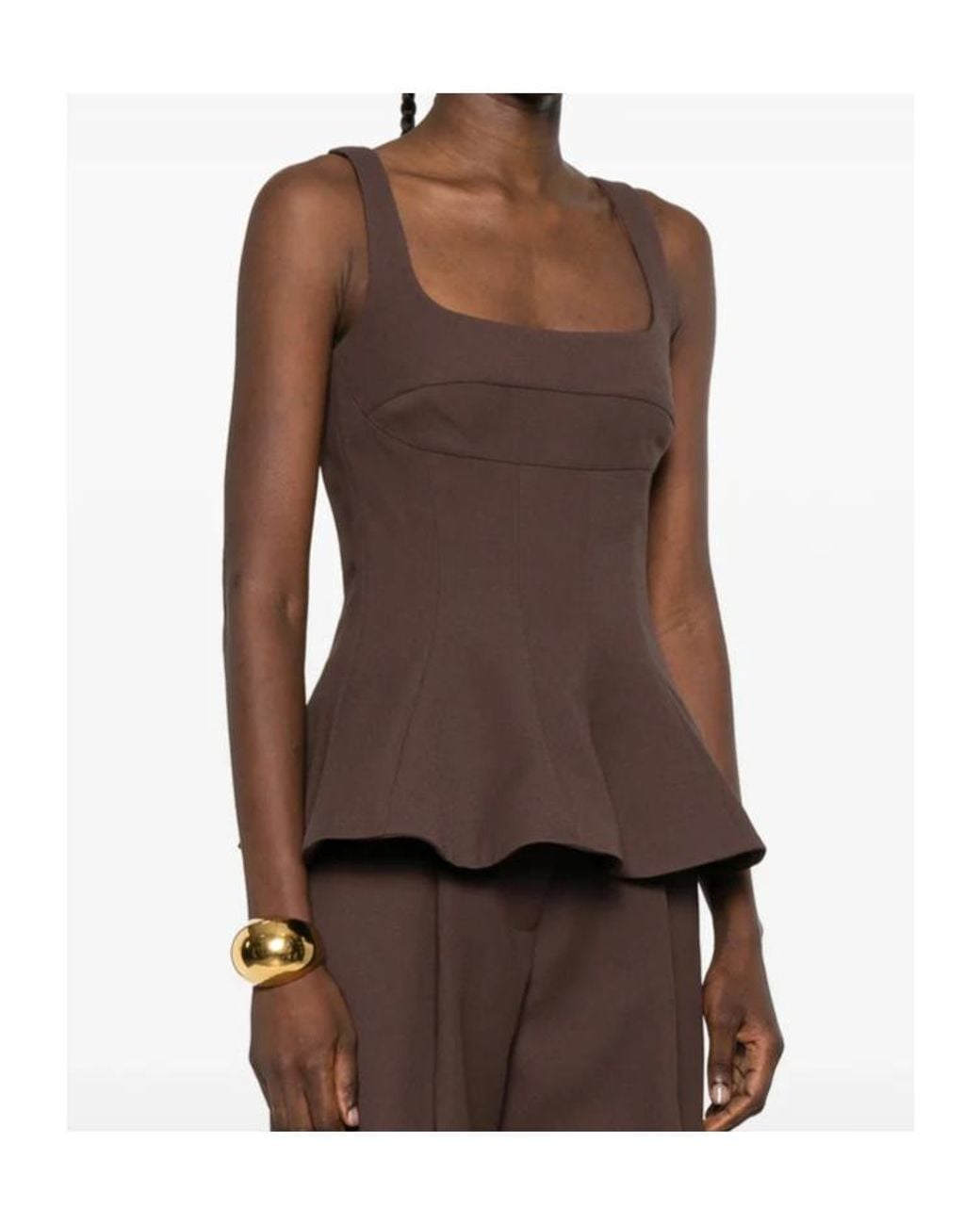 Stine Goya Brown Square-Neck Top