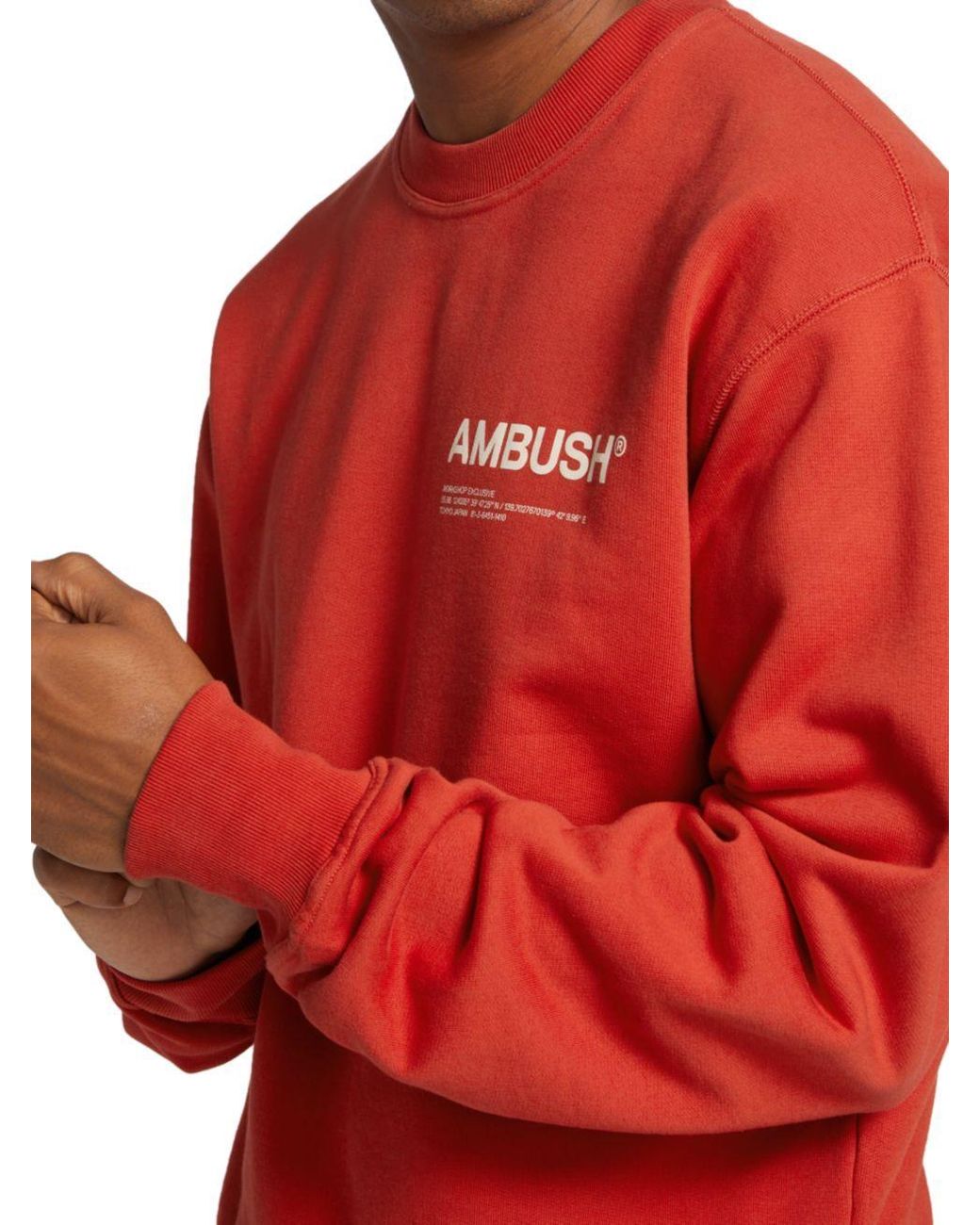 Ambush Red Logo-Print Crew-Neck Relaxed Sweatshirt for men