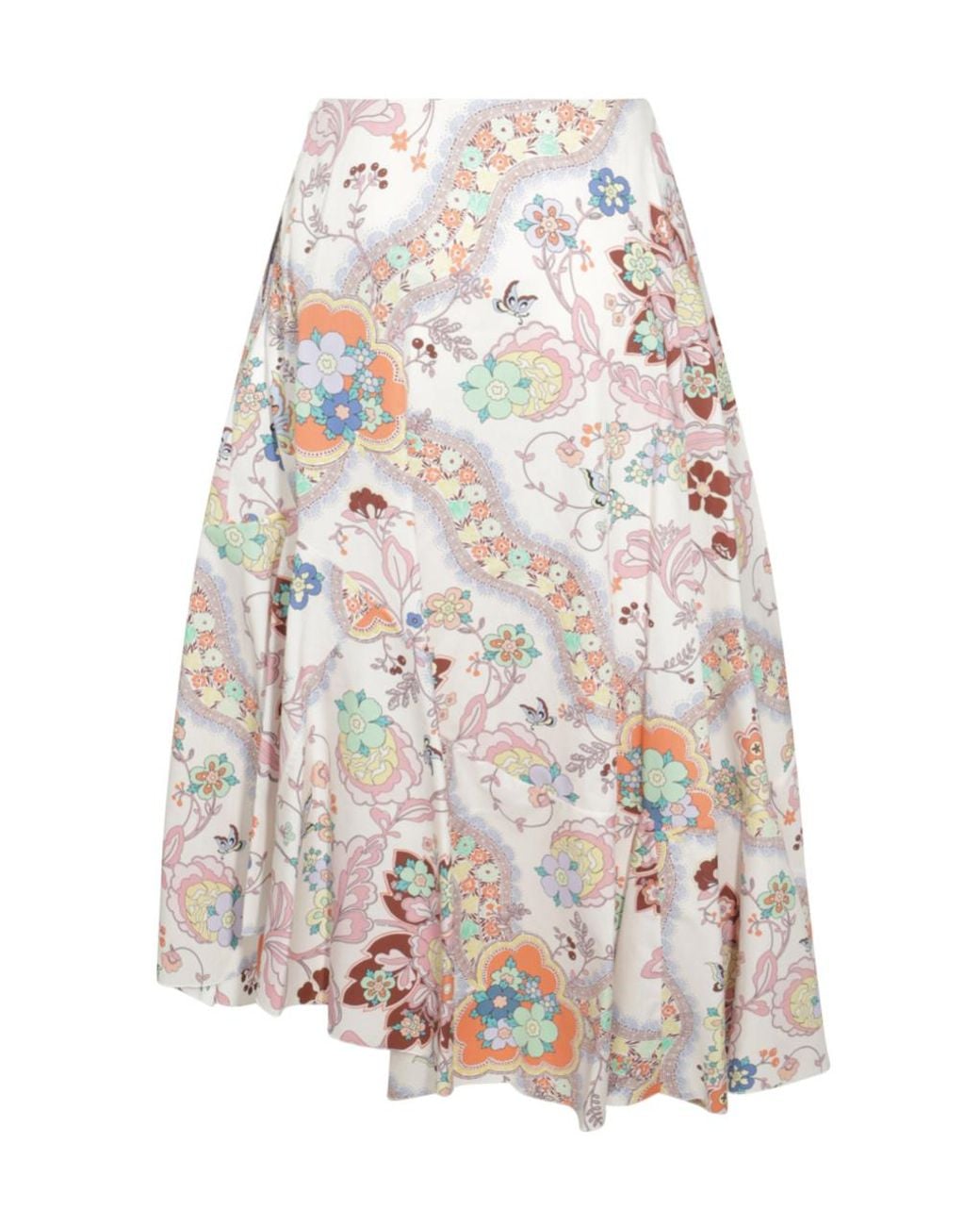 Etro White Paisley Printed Midi Skirt