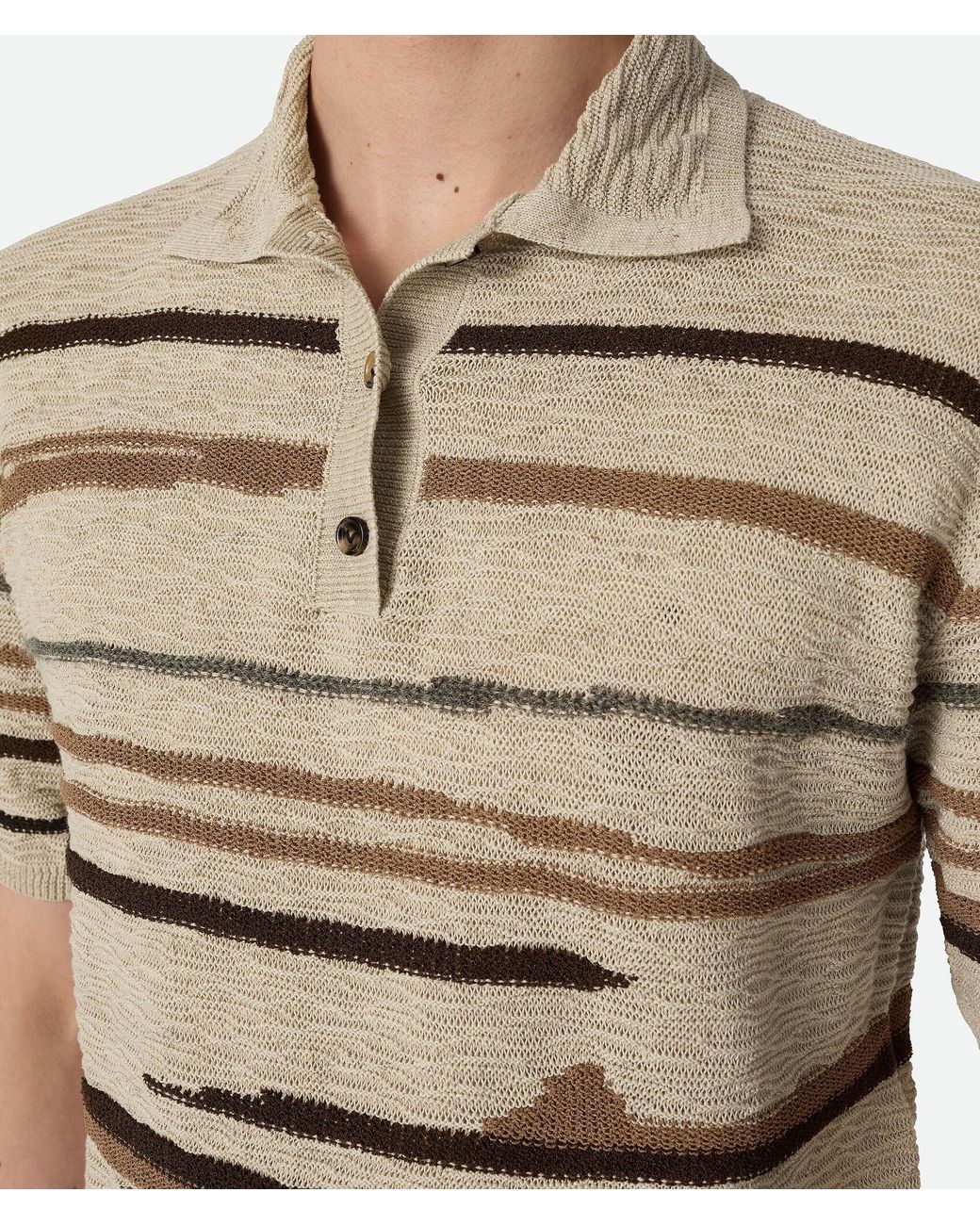 Bottega Veneta Gray Lightweight Graphic Polo Shirt for men
