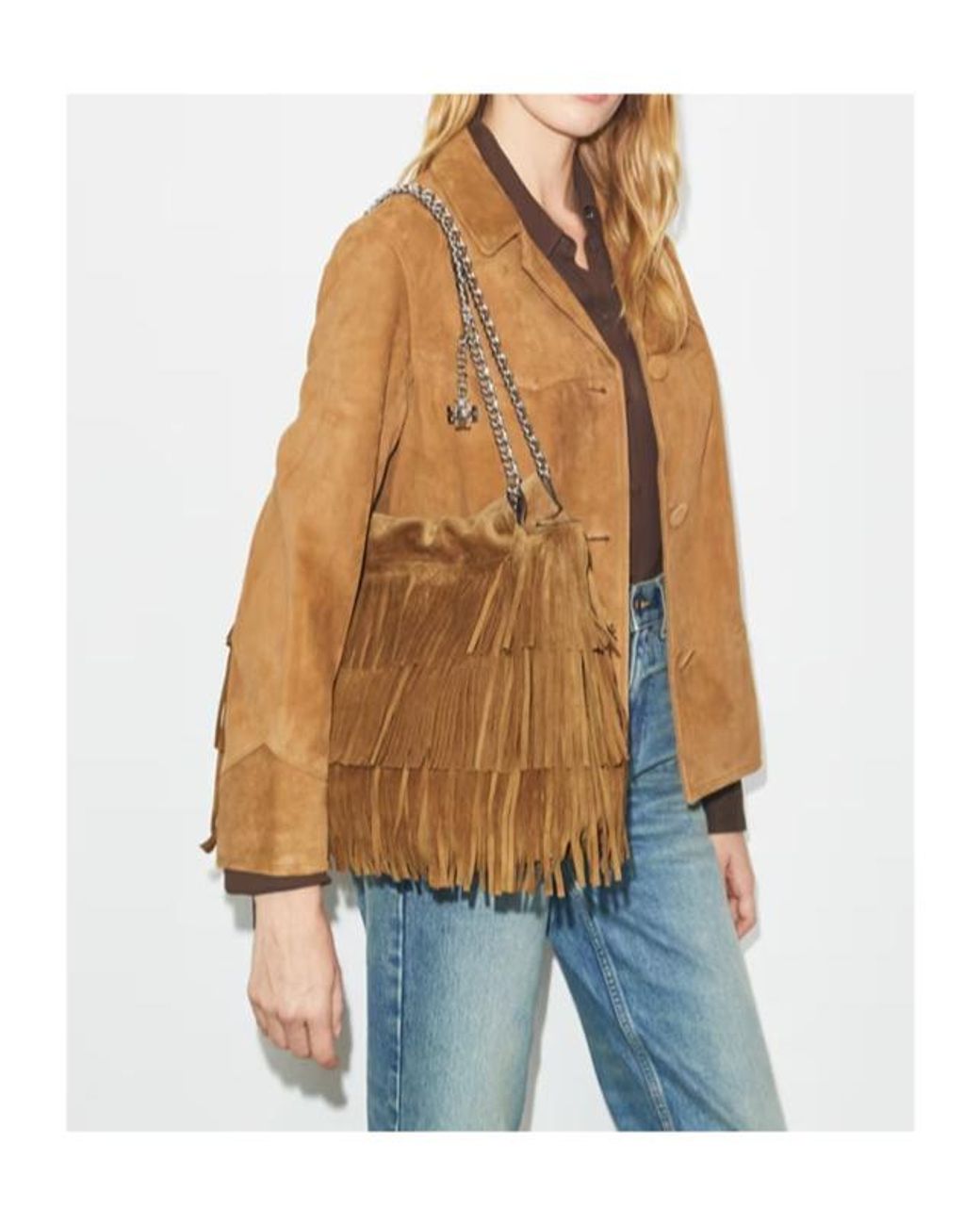 Tory Burch Brown Fleming Fringe Hobo Bag