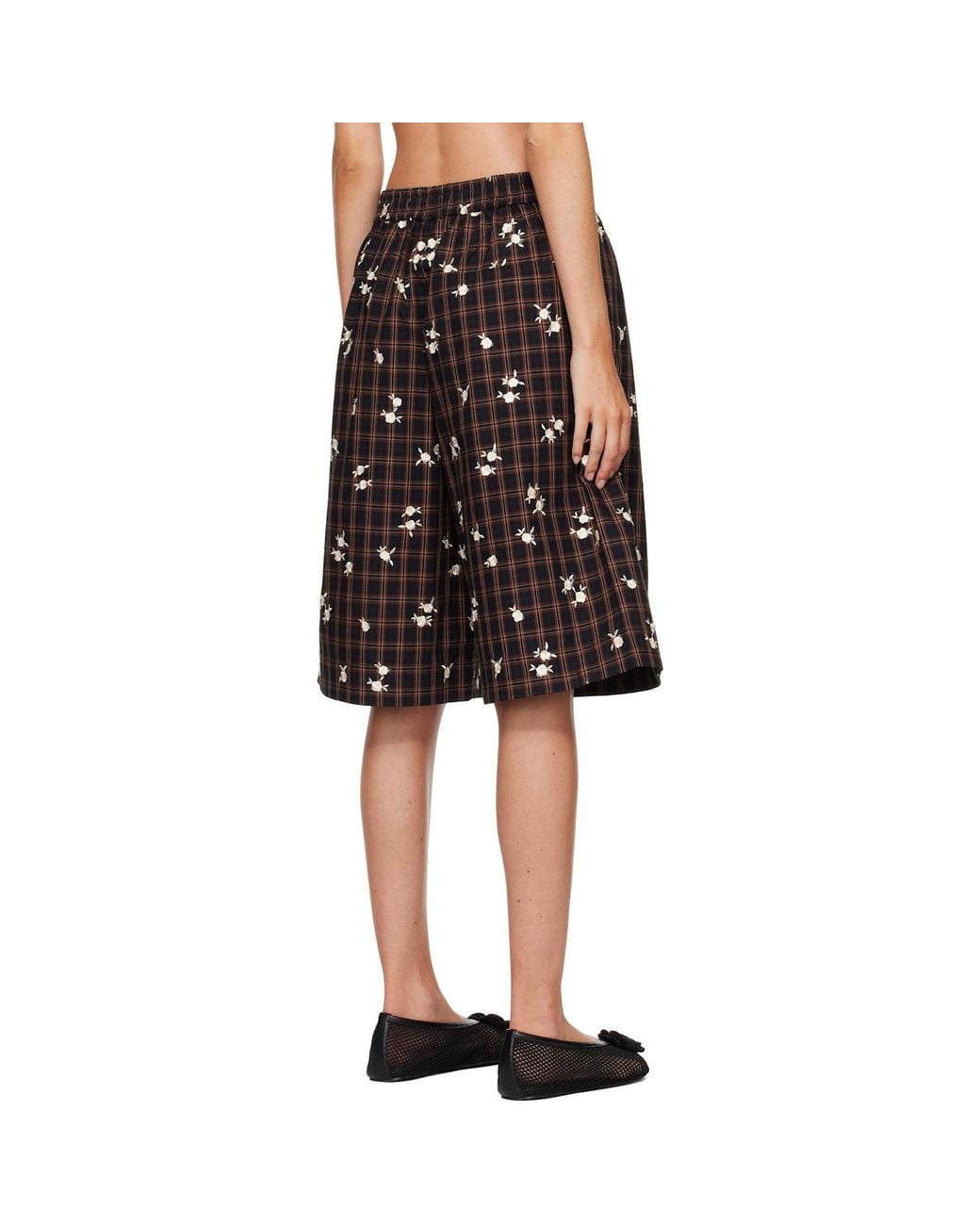 Ganni Multicolor Printed Check Shorts