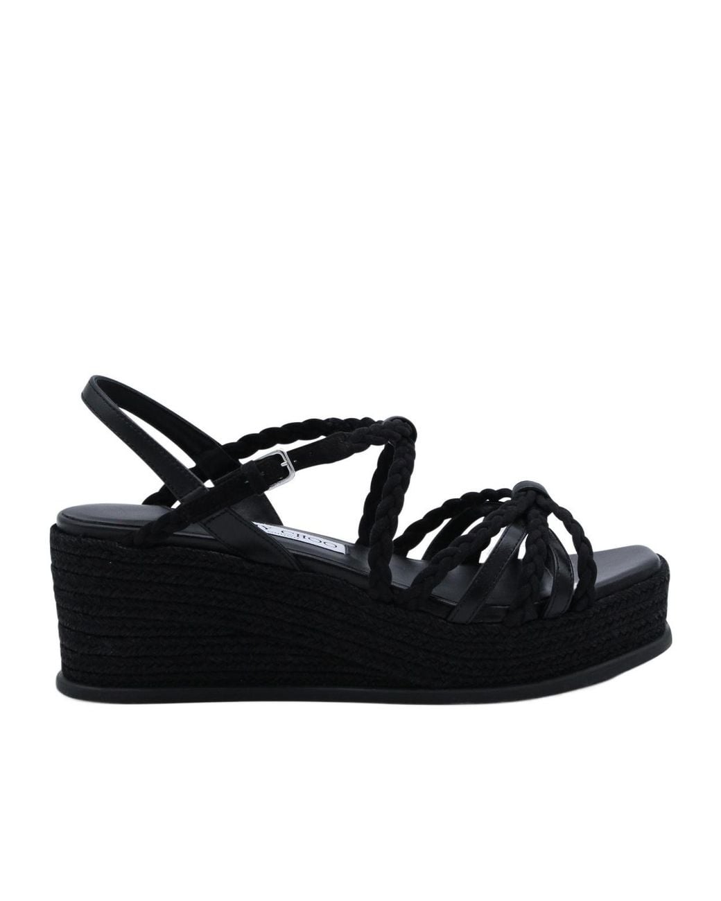 Jimmy Choo Black Nyra 60 Wedge Sandals