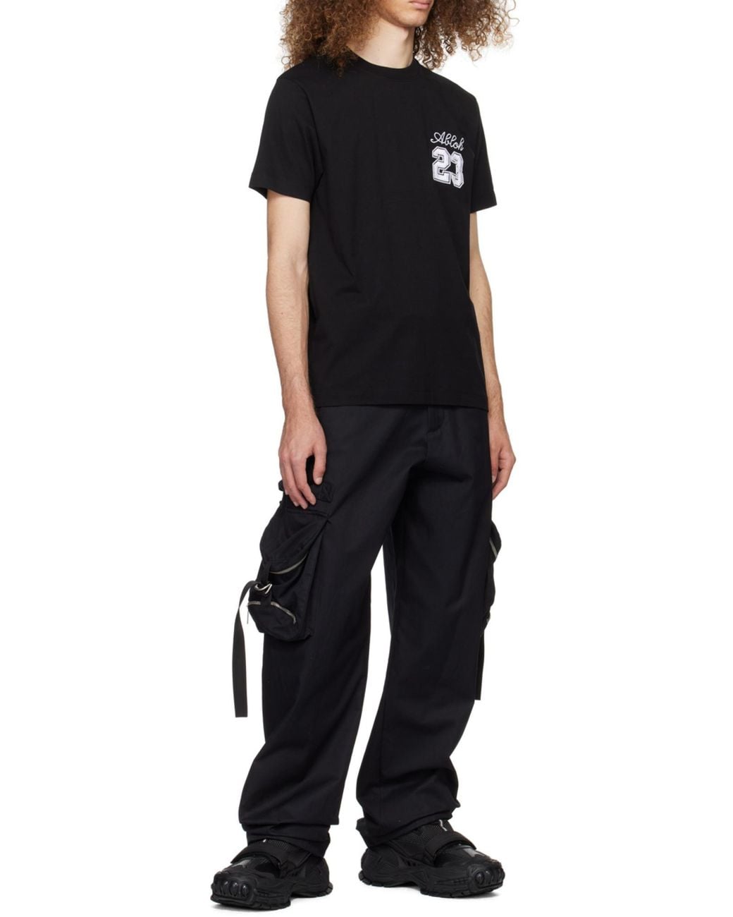 Off-White c/o Virgil Abloh Black 23 Embroidered Crewneck T-Shirt for men