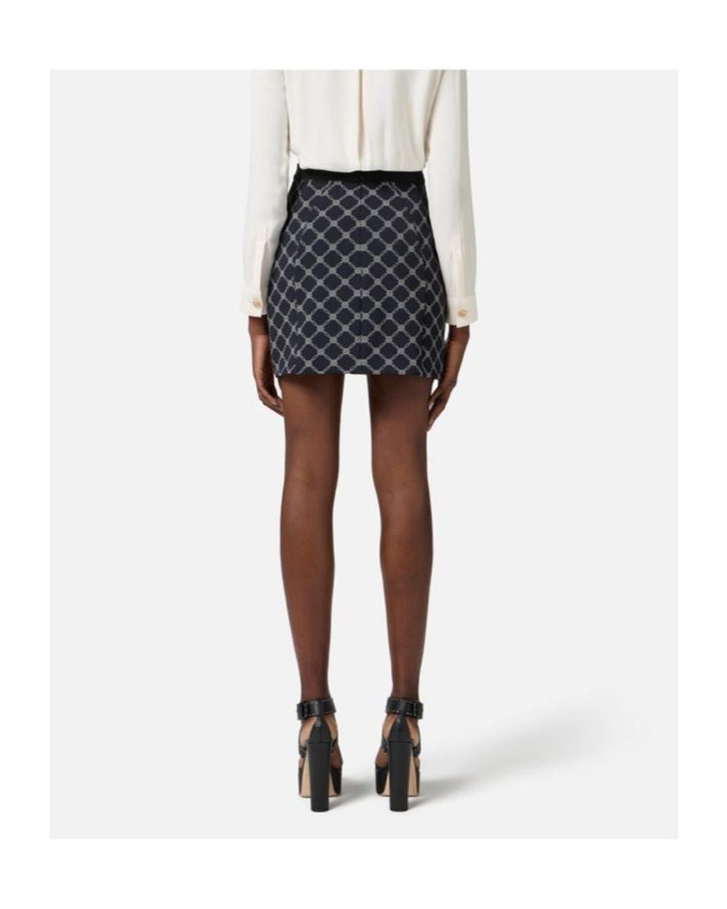 Elisabetta Franchi Blue All-Over Printed Mini Skirt