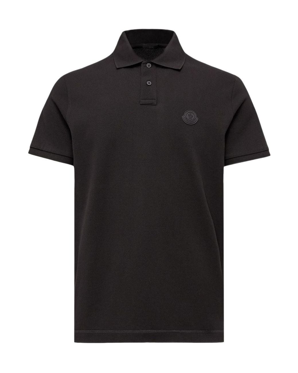 Moncler Black Logo Patch Short-Sleeved Polo Shirt for men