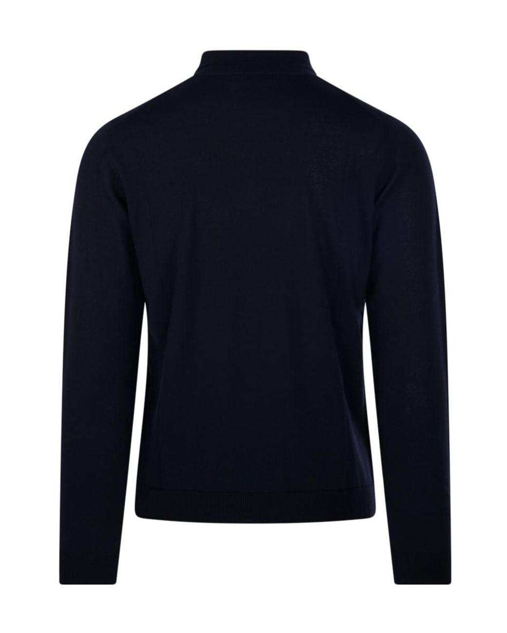 Roberto Collina Blue Merino Long Sleeve Polo Shirt for men