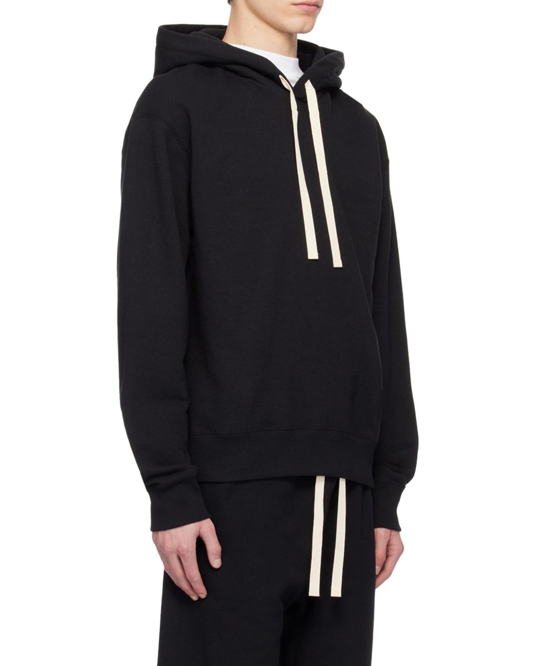 Jil Sander Black Logo Patch Long-Sleeved Hoodie for men