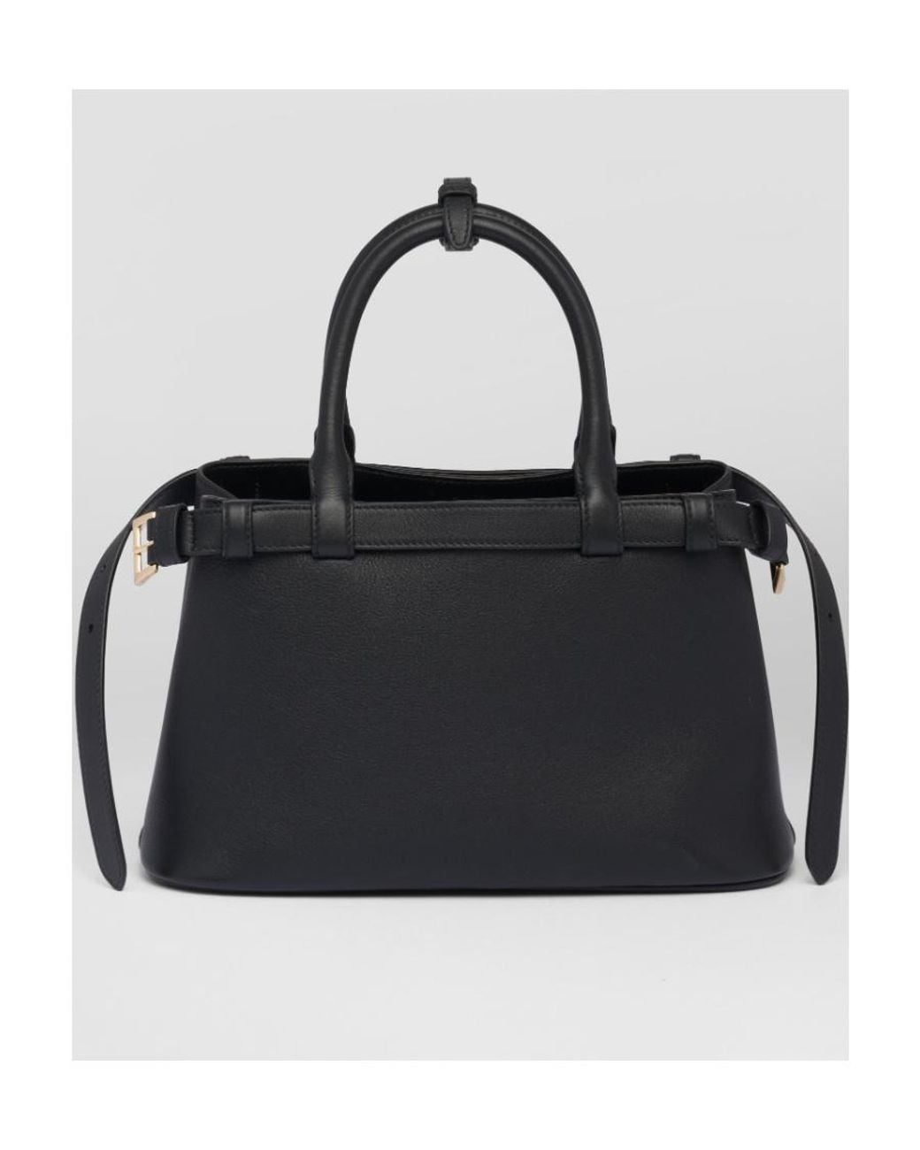 Prada Black Buckle Small Leather Handbag With Double Belt