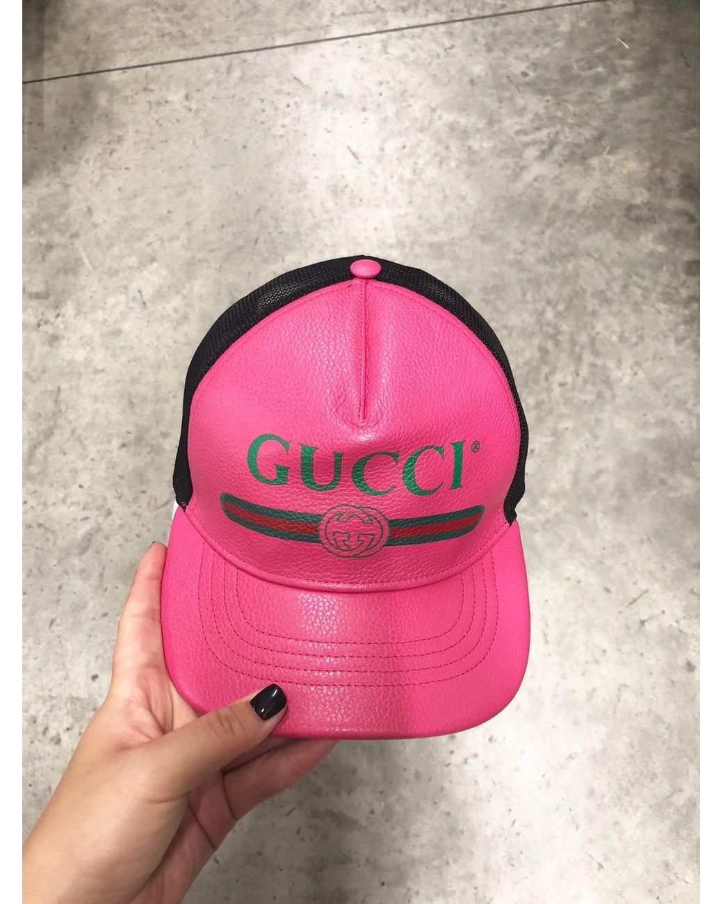 Gucci Pink Logo Print Baseball Cap