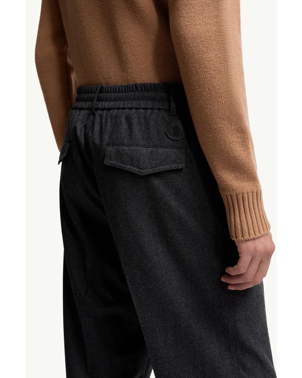 Moncler Gray Flannel Tailored Trousers for men