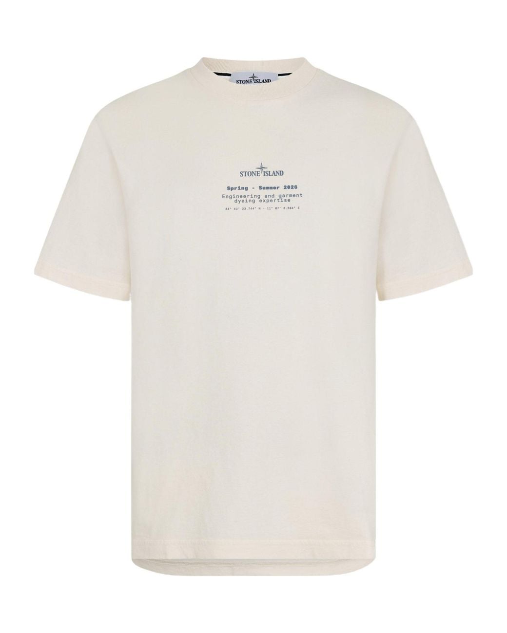 Stone Island White Logo Short-Sleeved T-Shirt for men