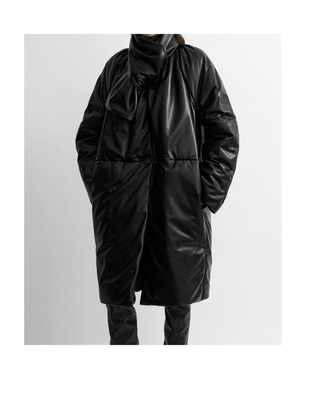 Totême Black Padded Leather Coat