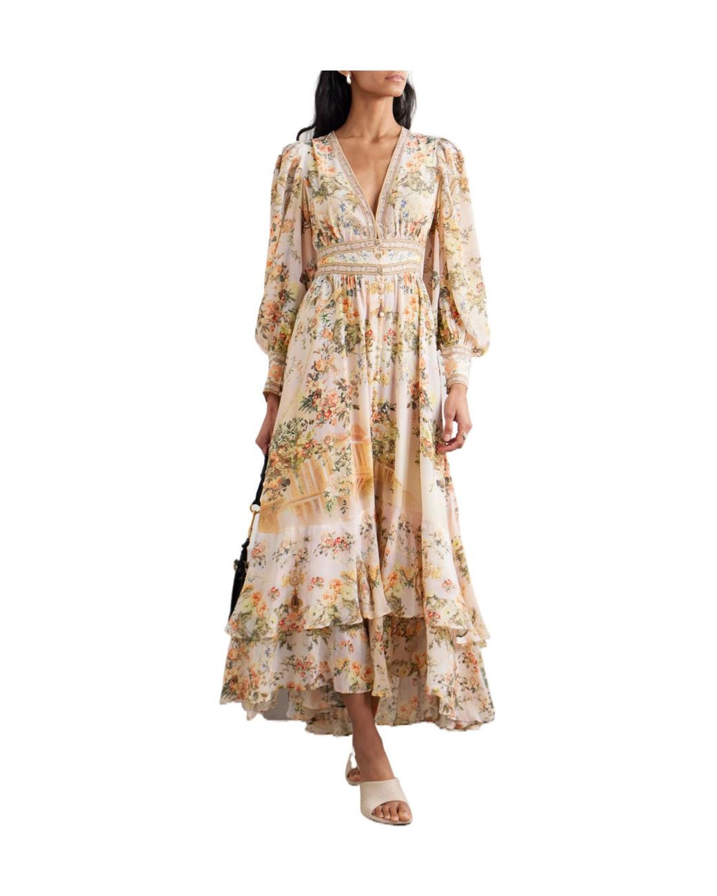 Camilla Natural V-Neck Maxi Dress