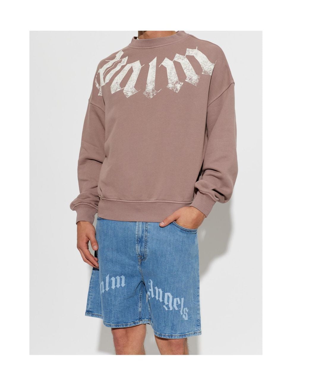 Palm Angels Pink Long-Sleeve Sweatshirt for men