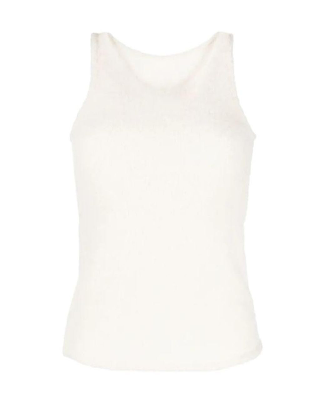 Low Classic White Sleeveless Fleece Knitted Top