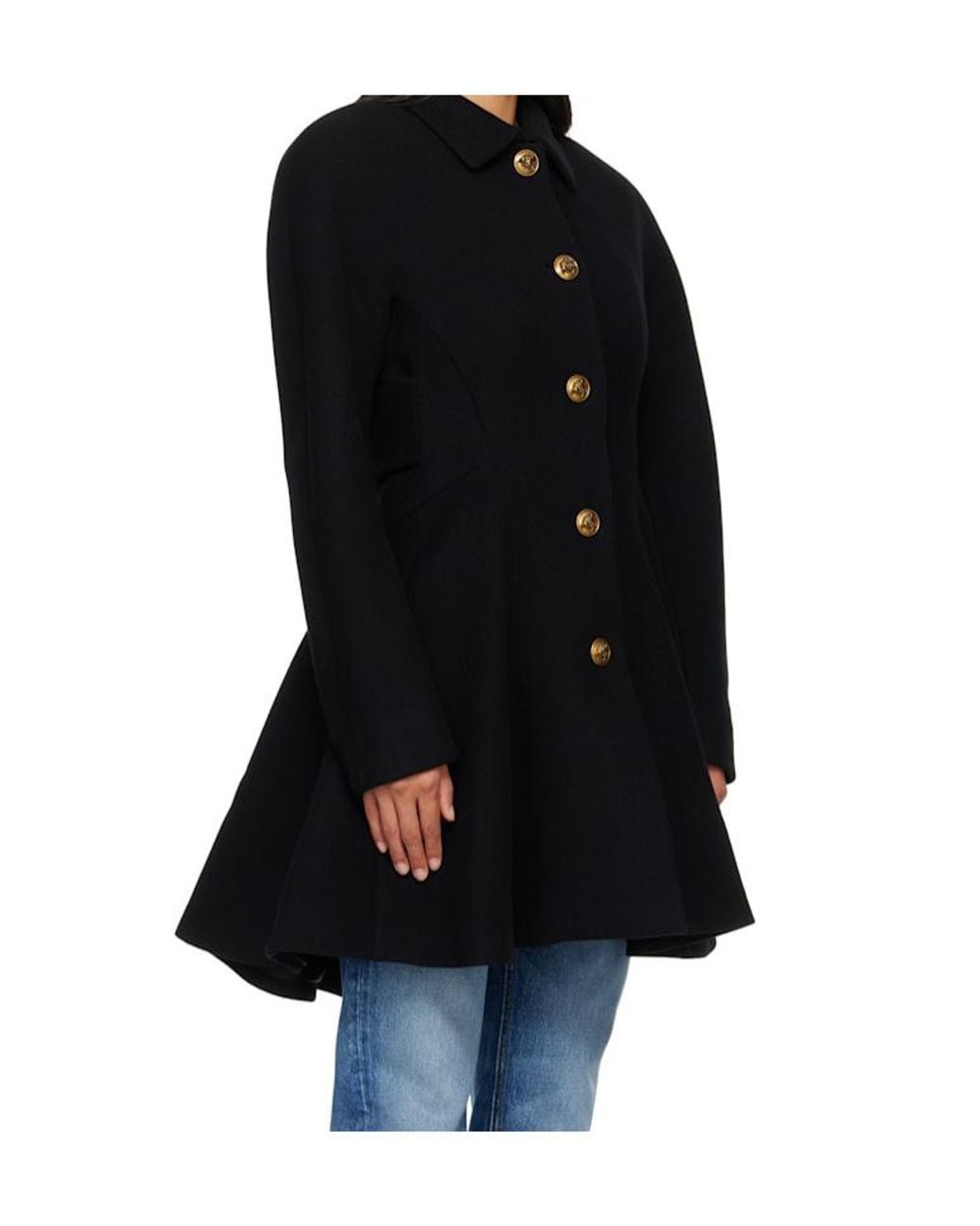 Versace Black Button-Up Long Coat