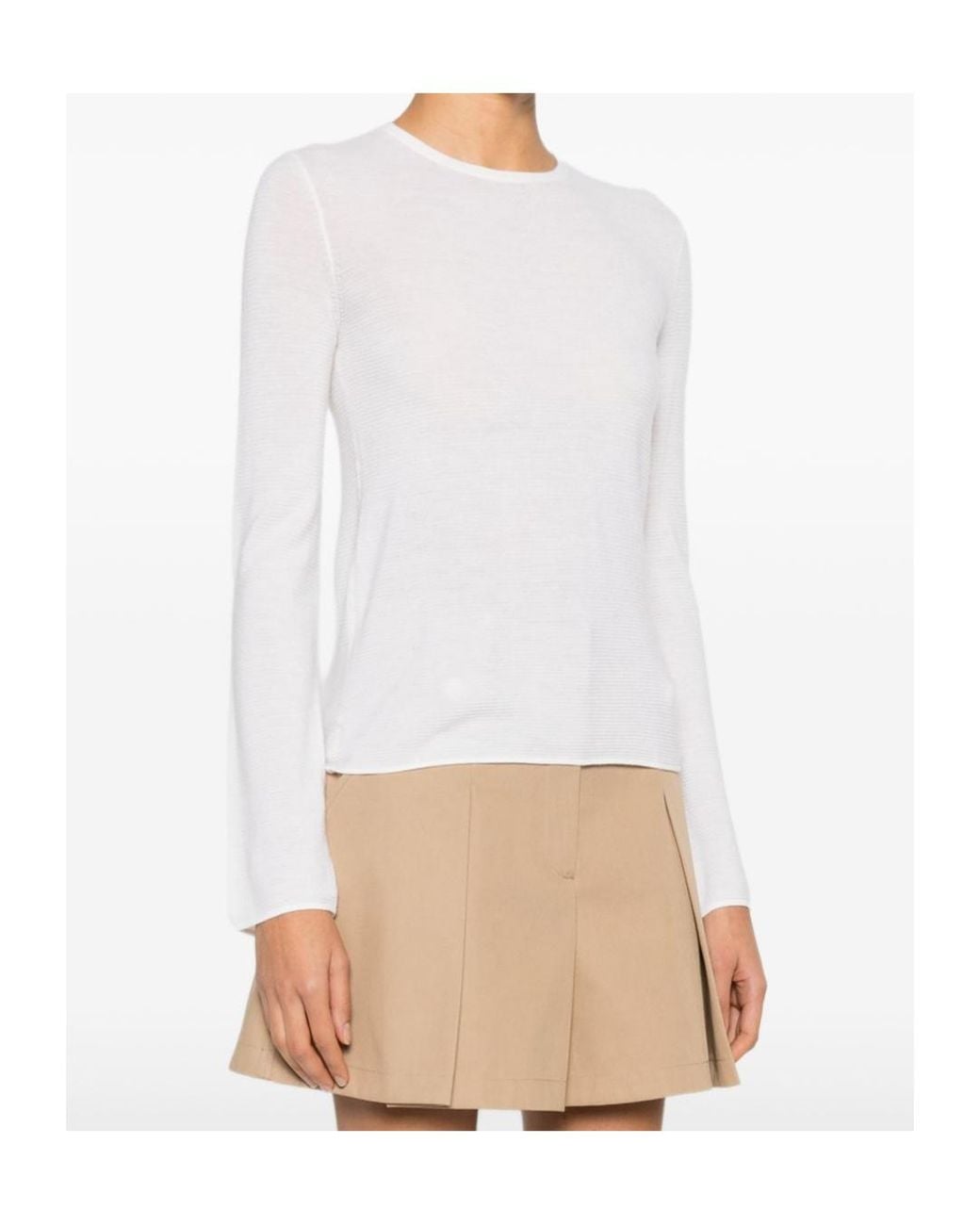 Lisa Yang White Georgie Long-Sleeve Crew-Neck Top