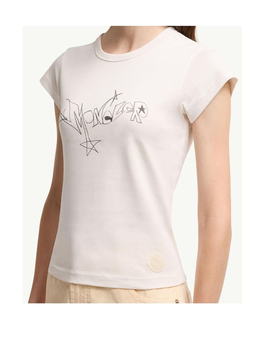 Moncler White Logo Printed Crewneck T-Shirt