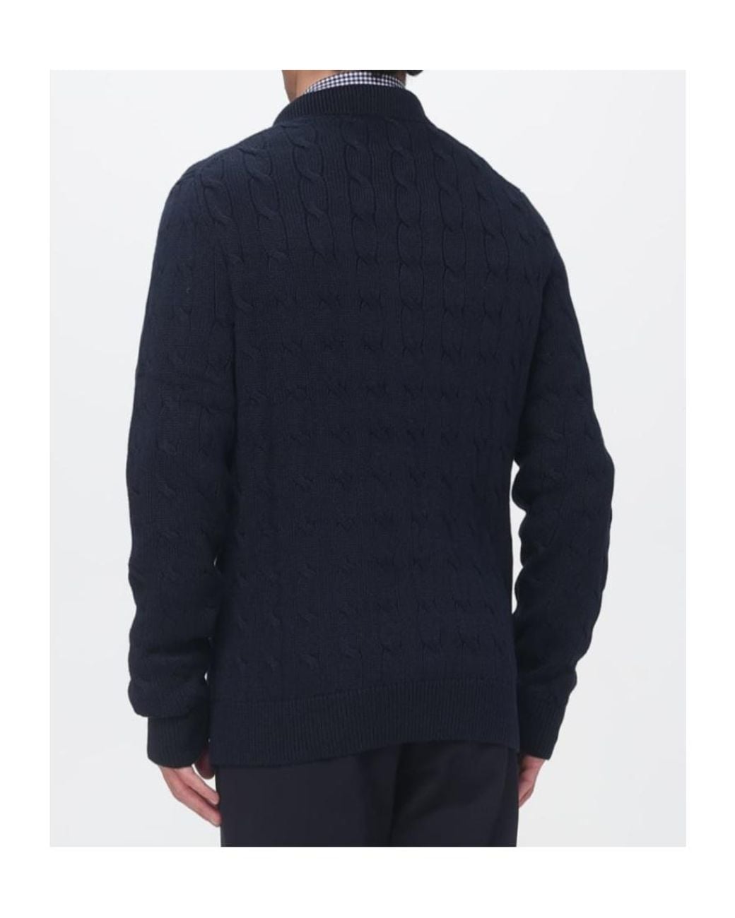 Polo Ralph Lauren Blue Cable Knit Logo Cardigan for men