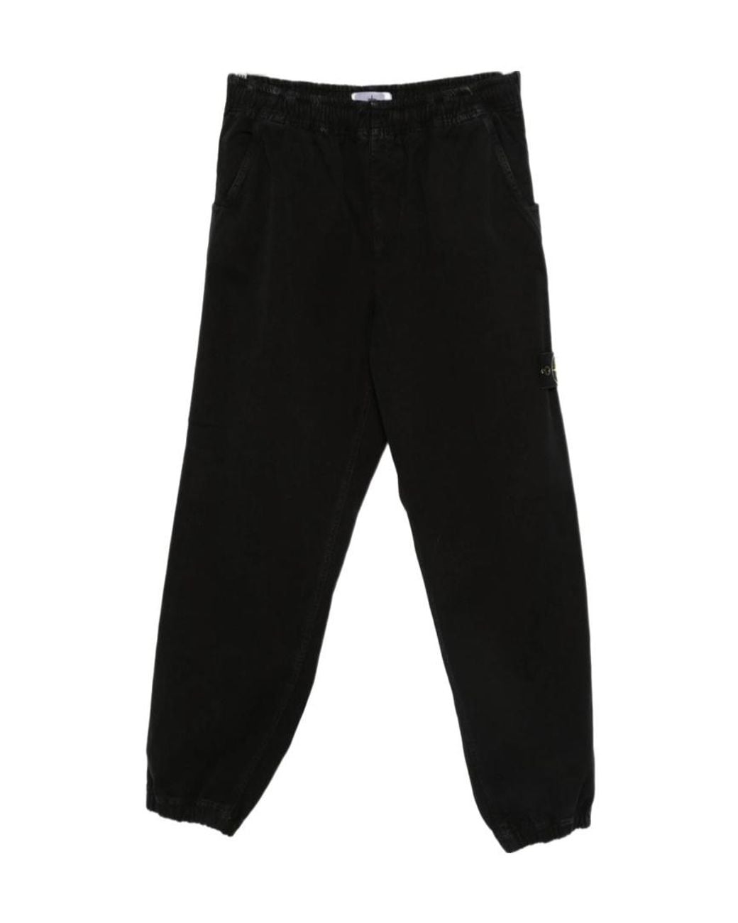 Stone Island Black Logo Patch Trousers for men
