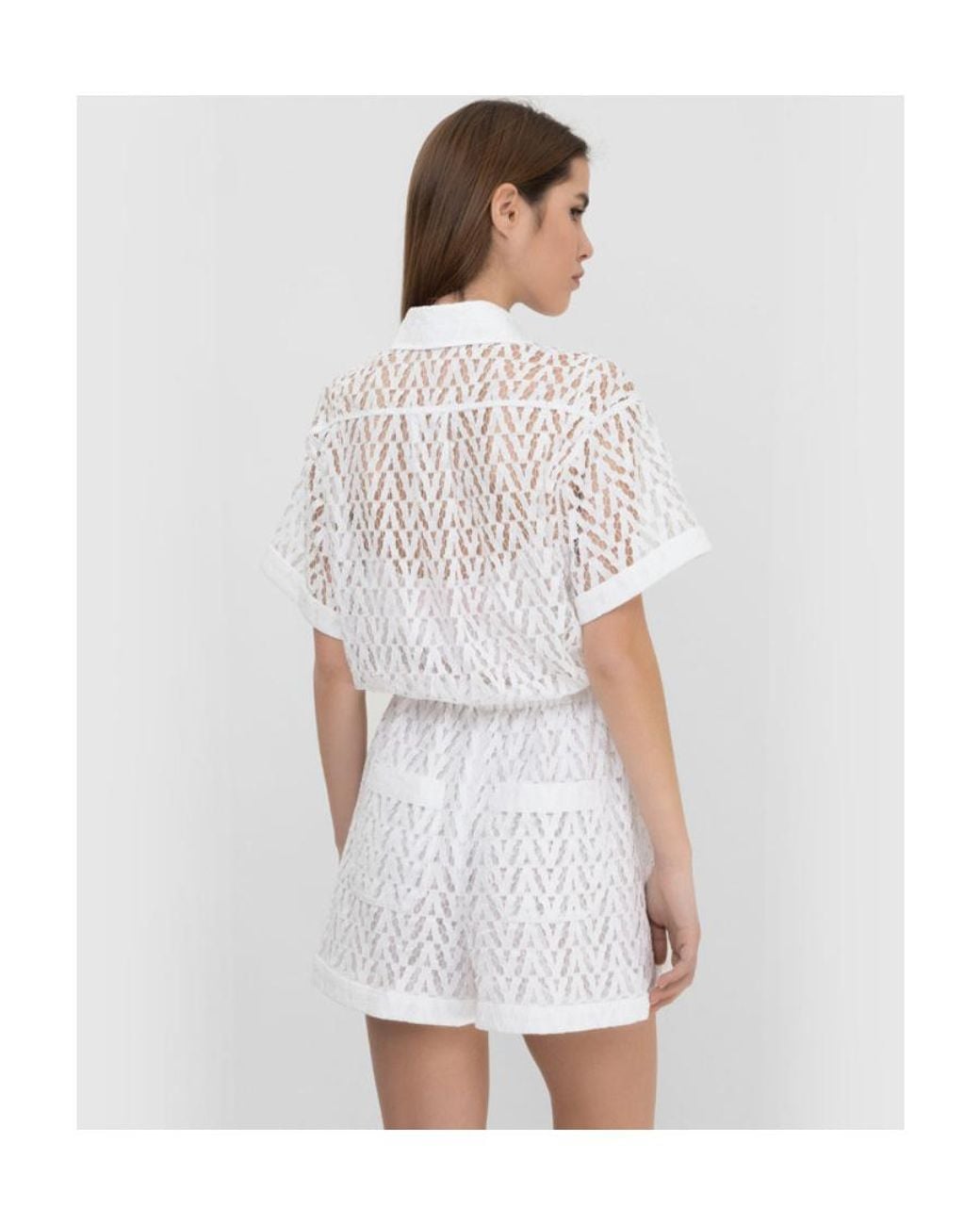 Valentino White Hollowed-Out Pattern Jumpsuit