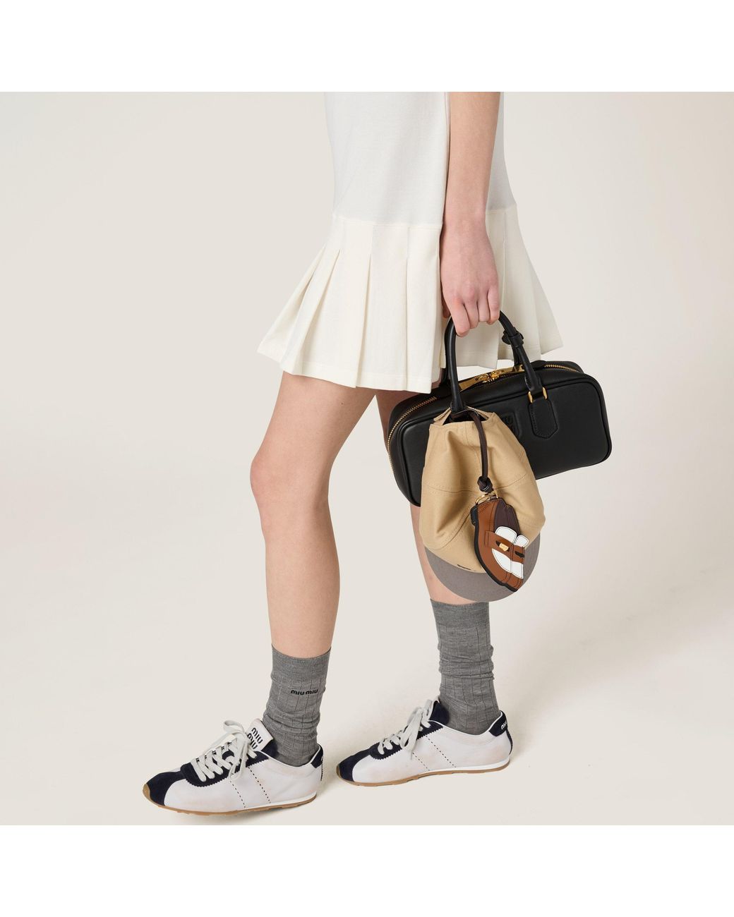 Miu Miu White Logo-Embroidered Short-Sleeved Mini Polo Dress