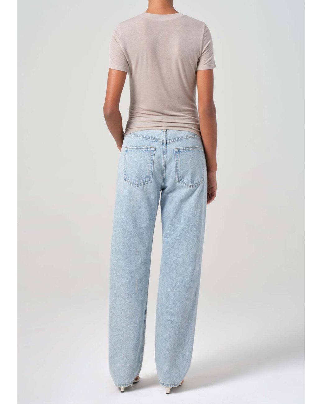 Agolde Blue Kelly Distressed High-Rise Straight-Leg Jeans