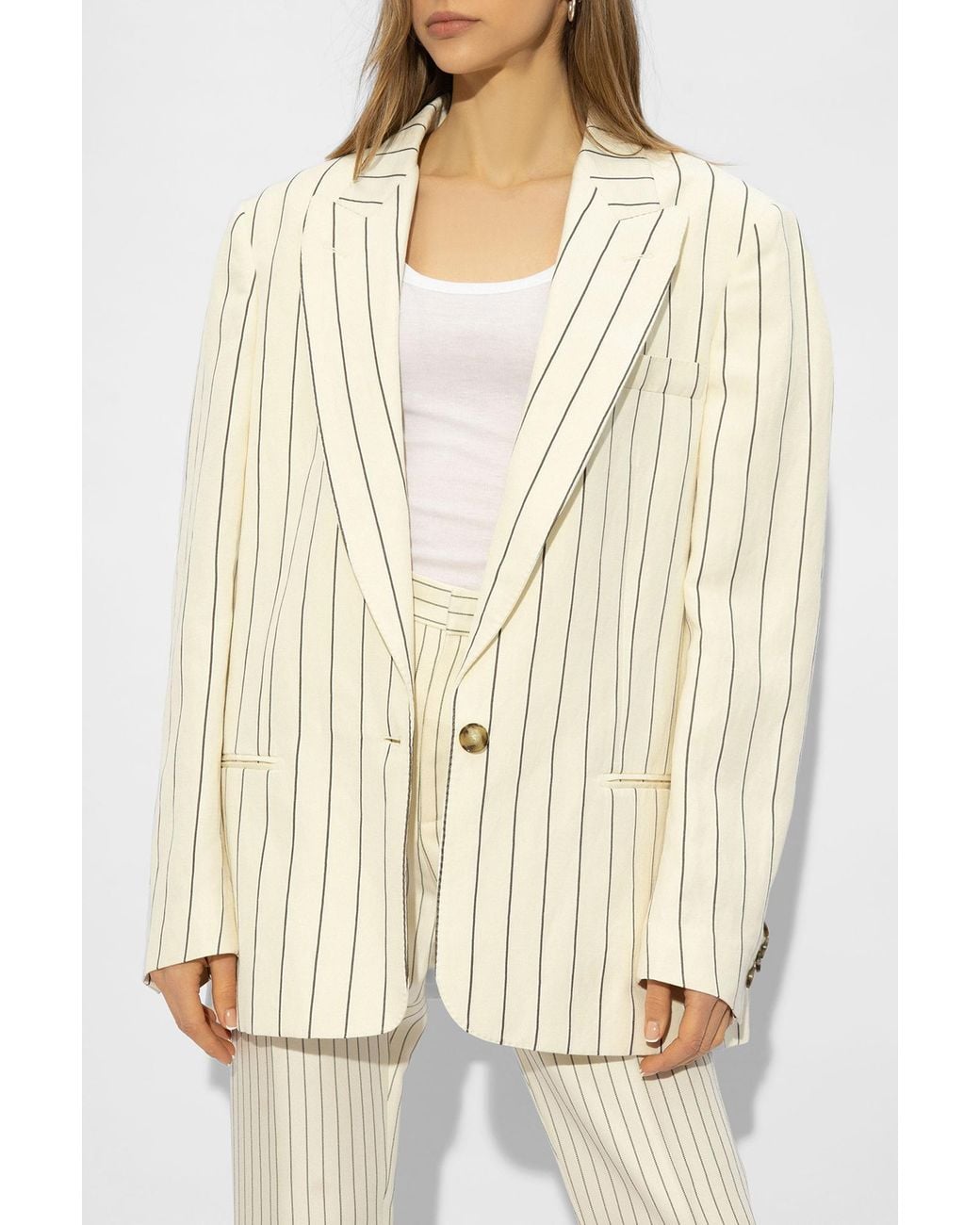 Stella McCartney Natural Striped Oversize Blazer