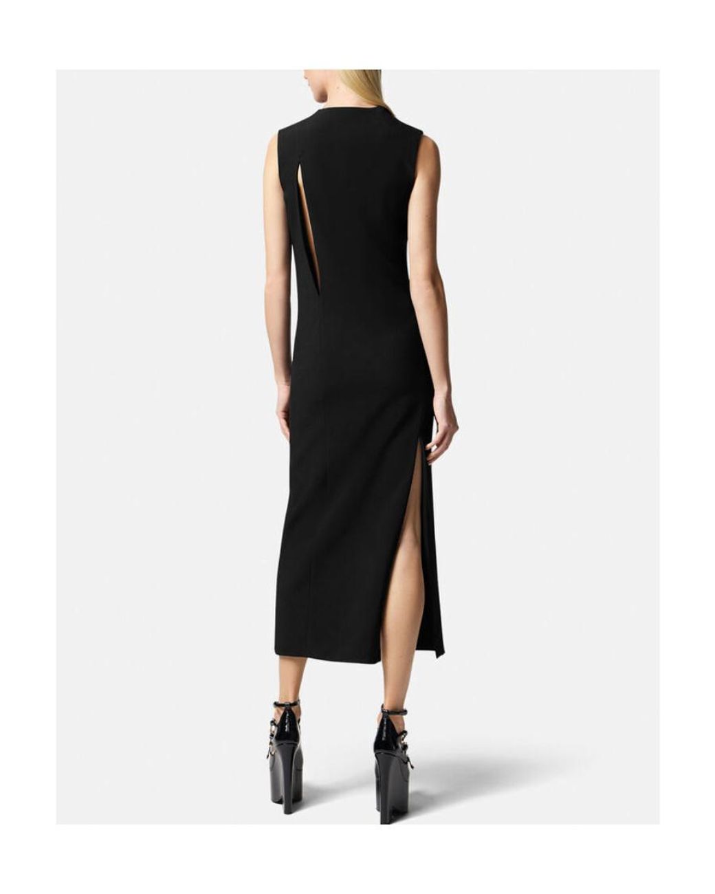 Versace Black Cut-Out Sleeveless Midi Dress