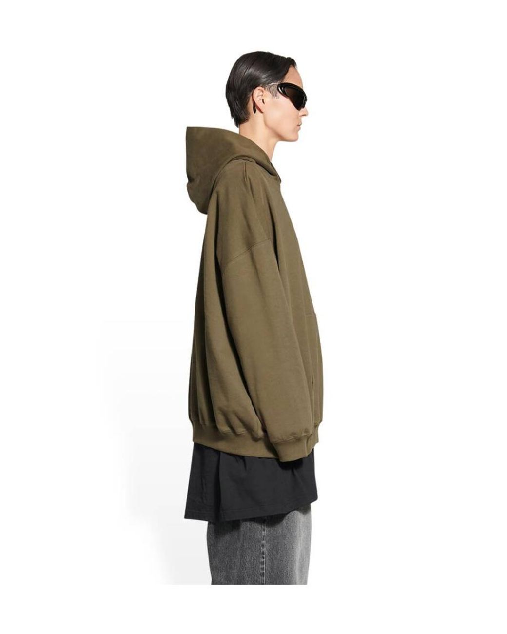 Balenciaga Green Logo Embroidered Oversized Hoodie for men