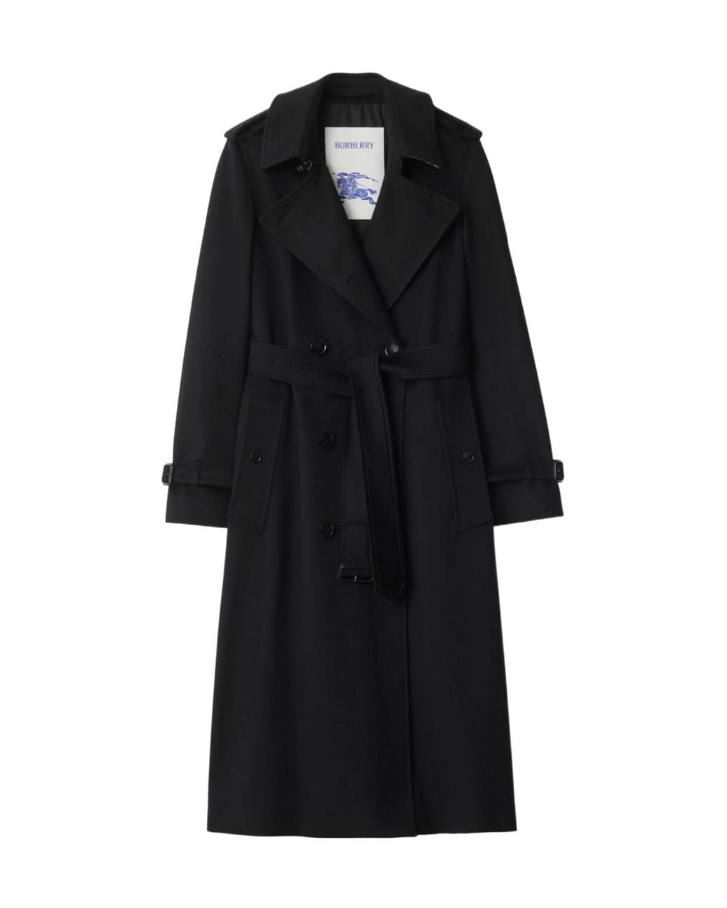 Burberry Black Double Breasted Long Kensington Trench Coat