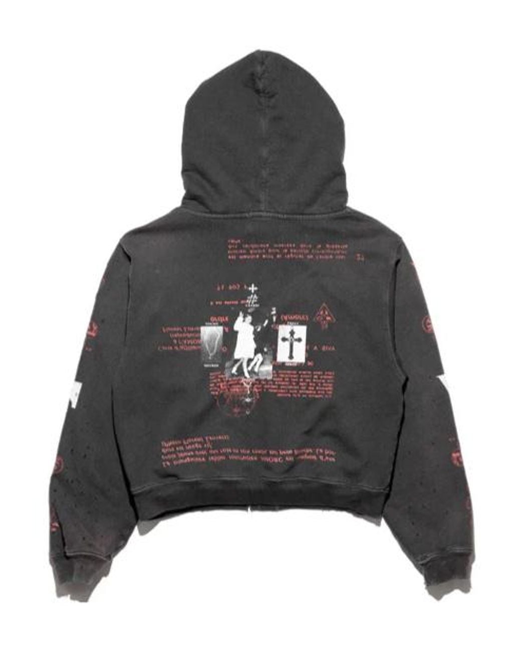 Enfants Riches Deprimes Gray Cherry Distressed Hoodie