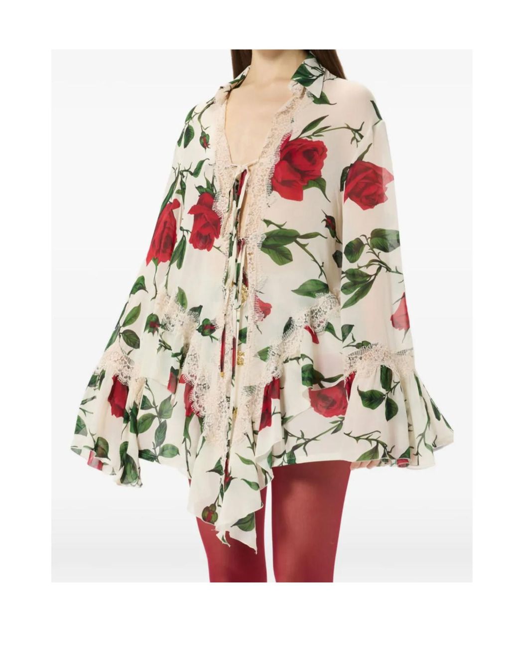Blumarine White Floral Lace Trim Tops