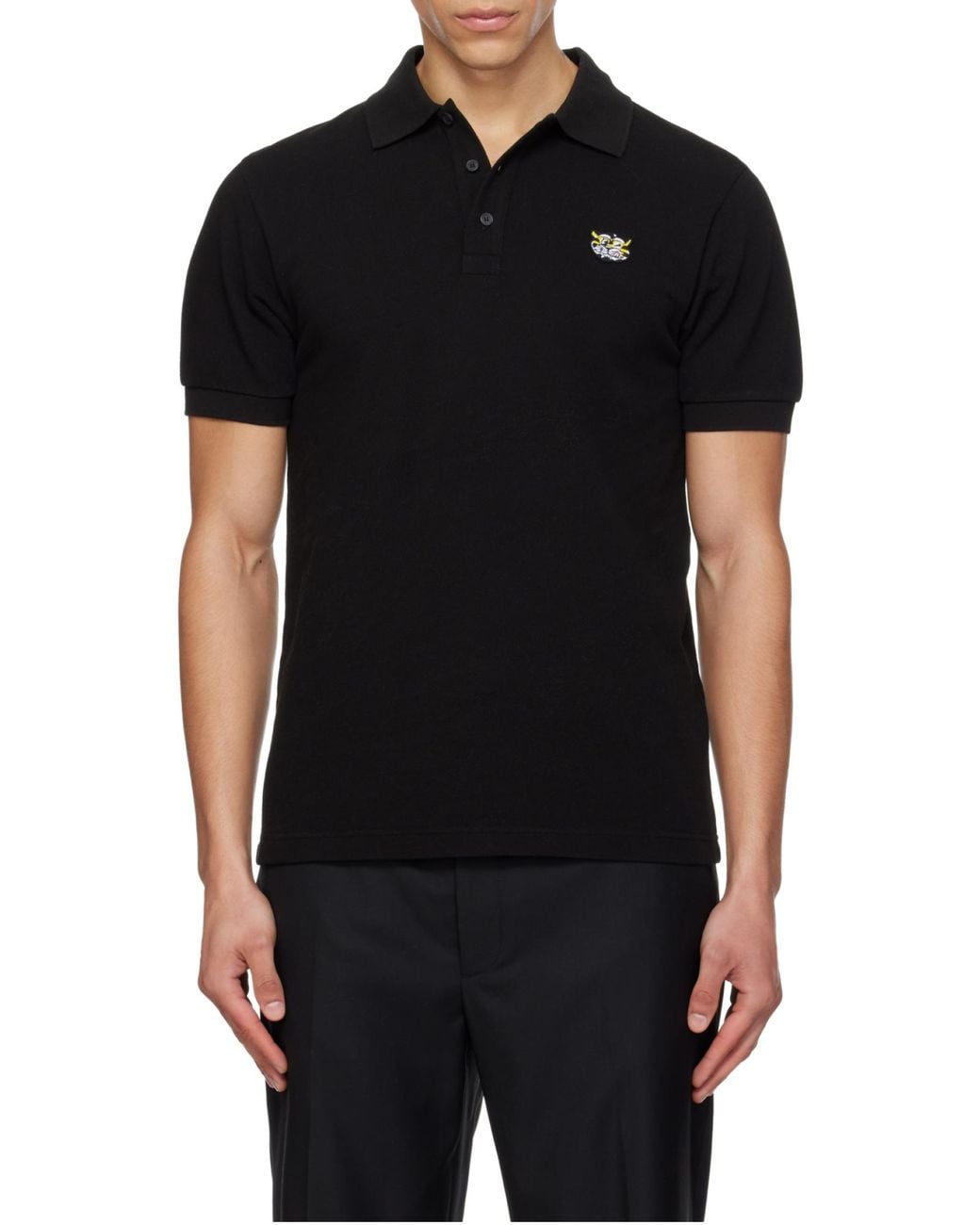 KENZO Black Wild Tiger Slim Polo Shirt for men