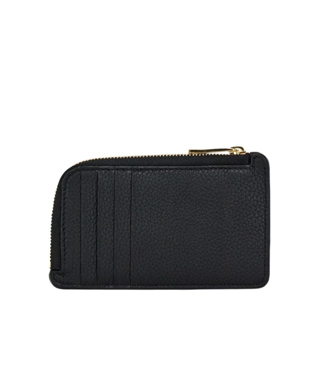 Ferragamo Black Gancini Hammered Card Holder