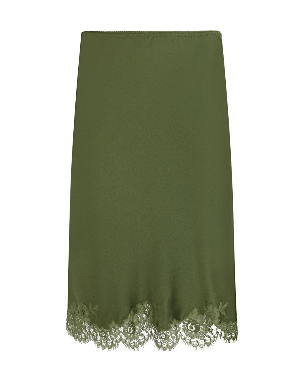 Saint Laurent Green Jupe Lace Hem Skirt