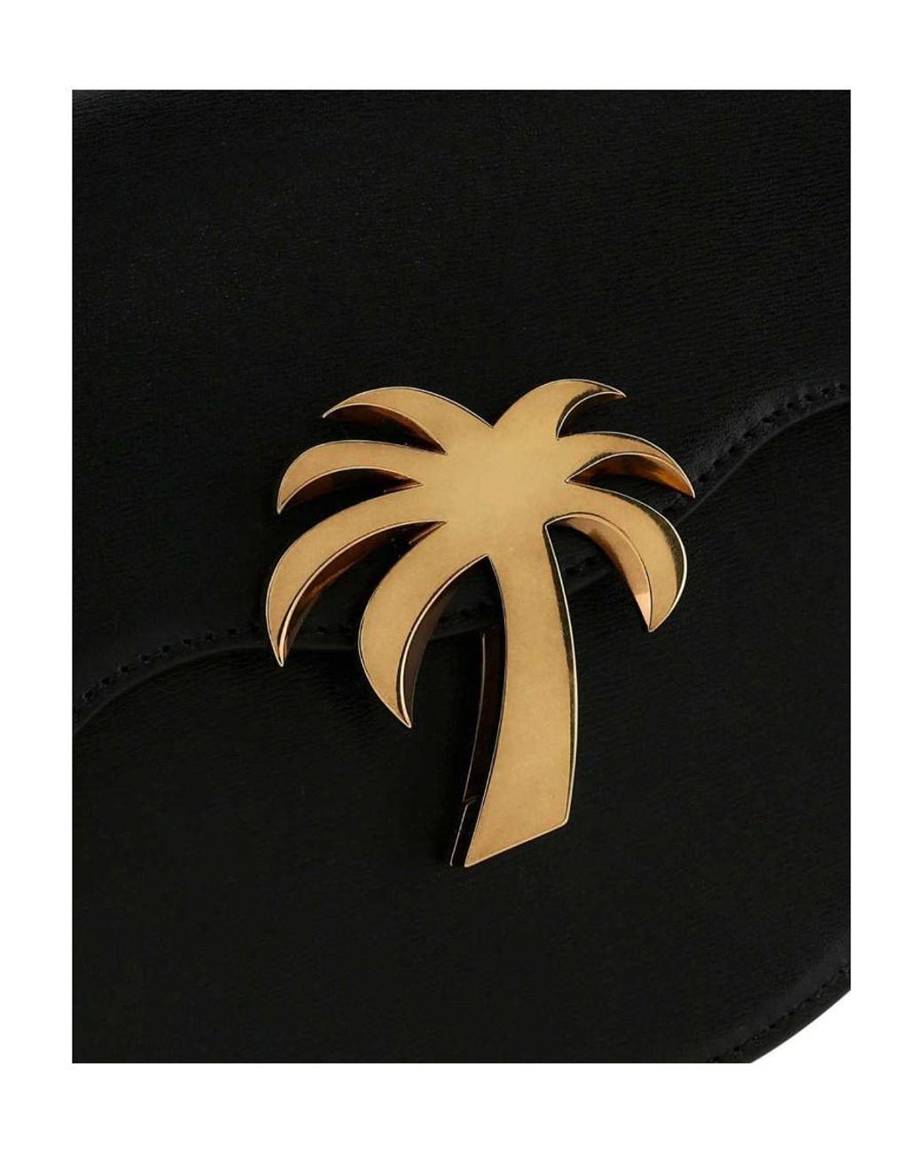 Palm Angels Black Palm Plaque Foldover Shoulder Bag
