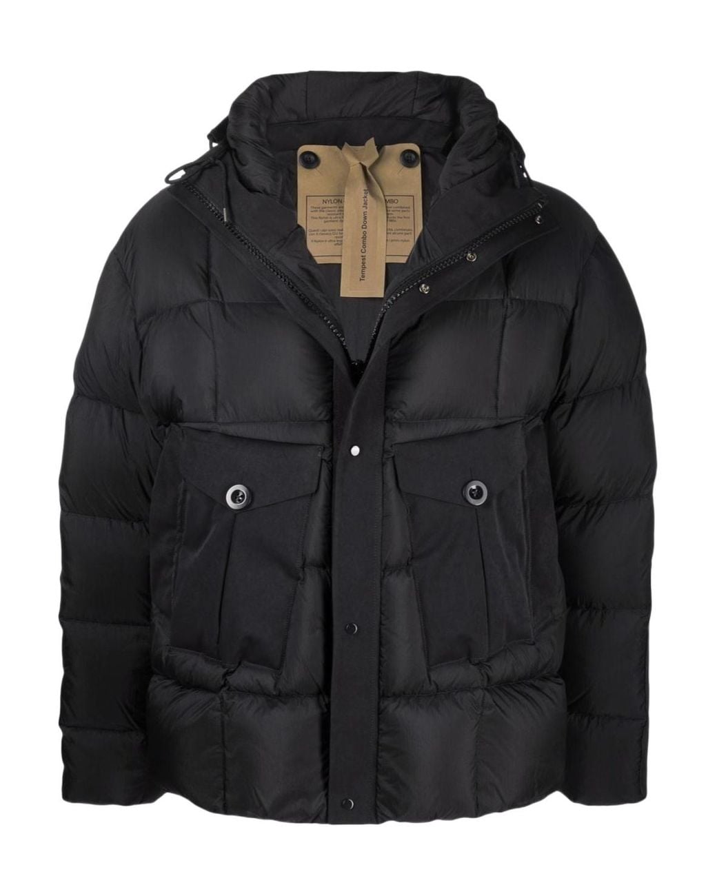 C P Company Black Hooded Padded Jacket for men