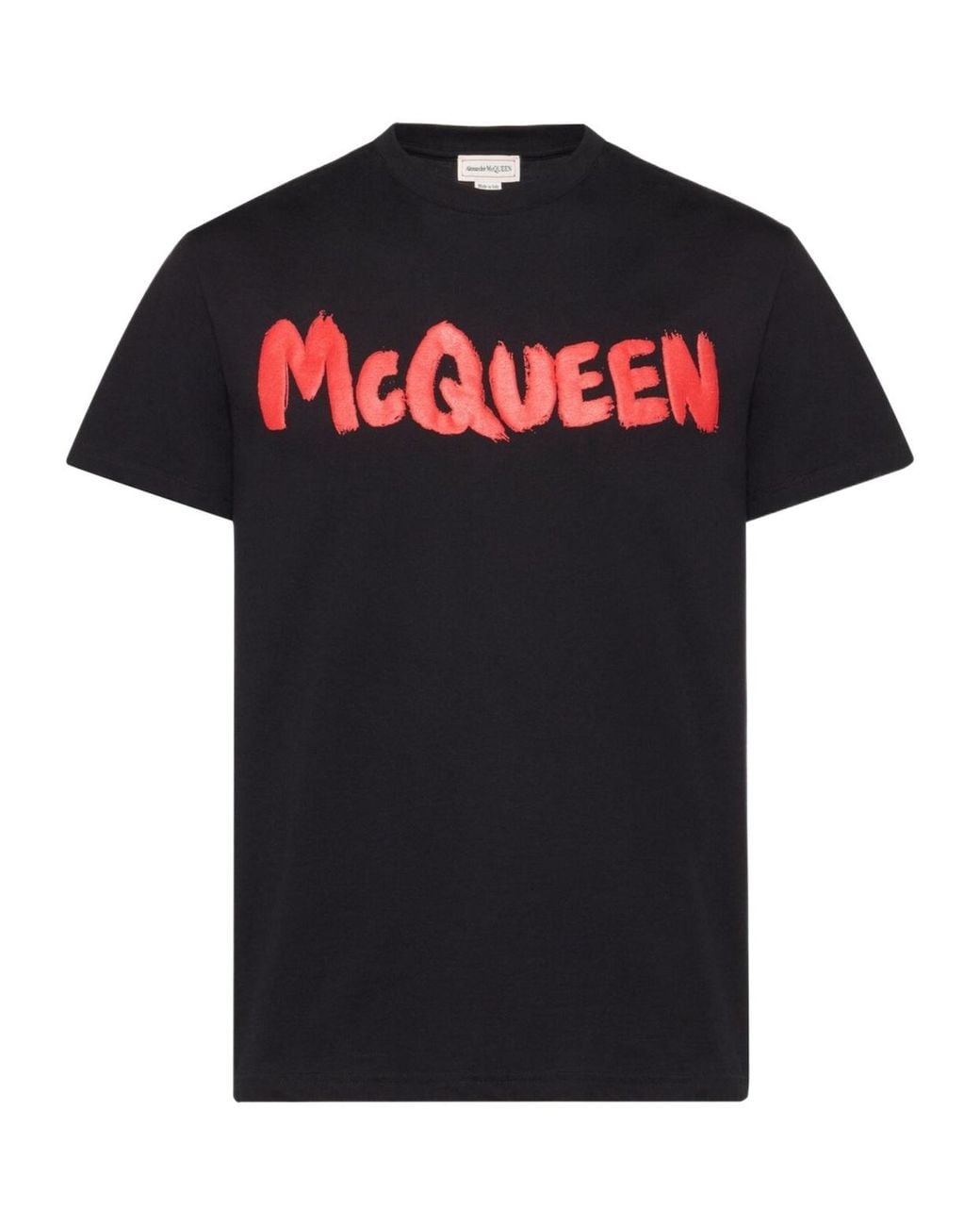 McQueen Black Logo Printed Crewneck T-Shirt for men