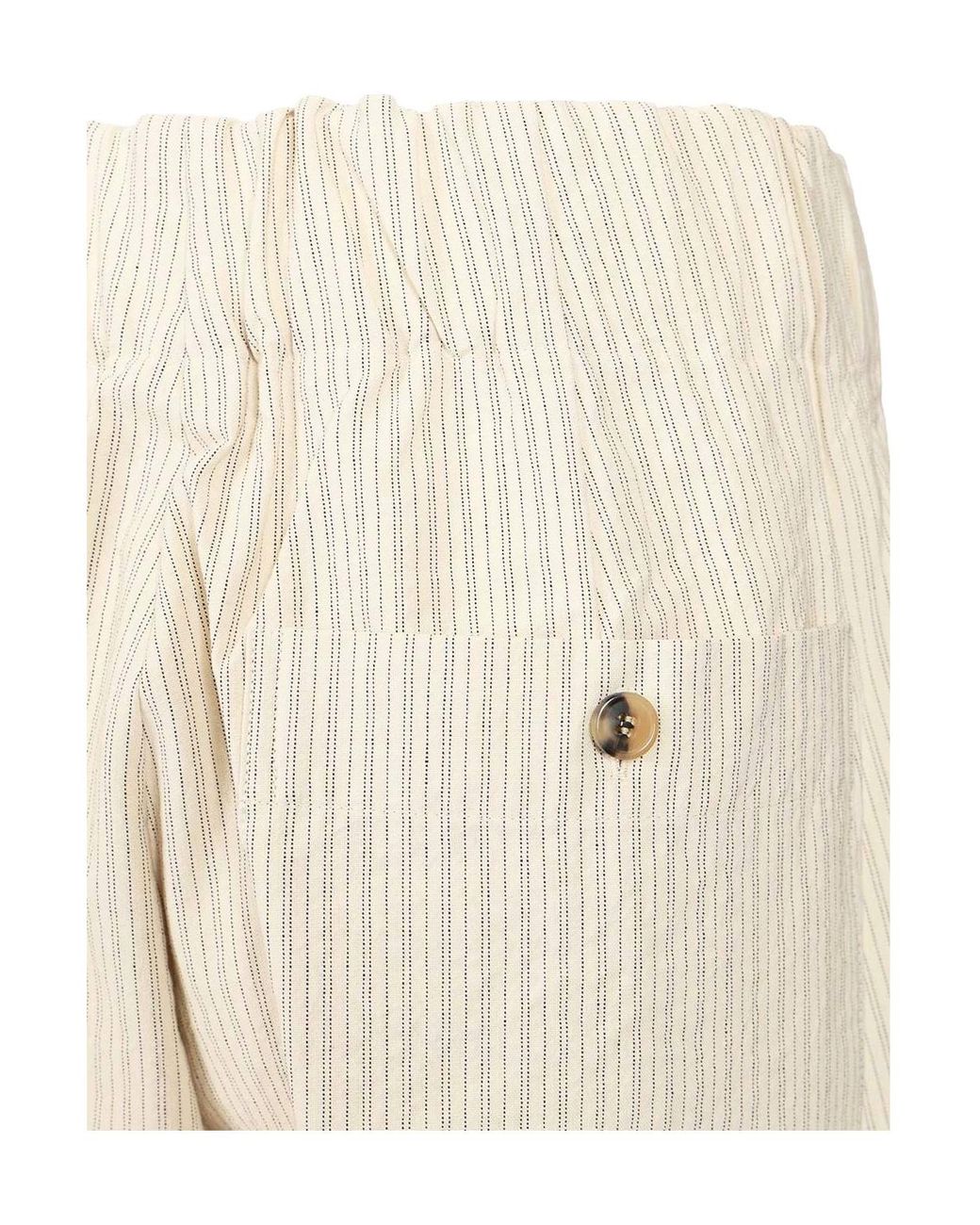 Dries Van Noten Natural Elasticated Waist Pleated Wide Pants