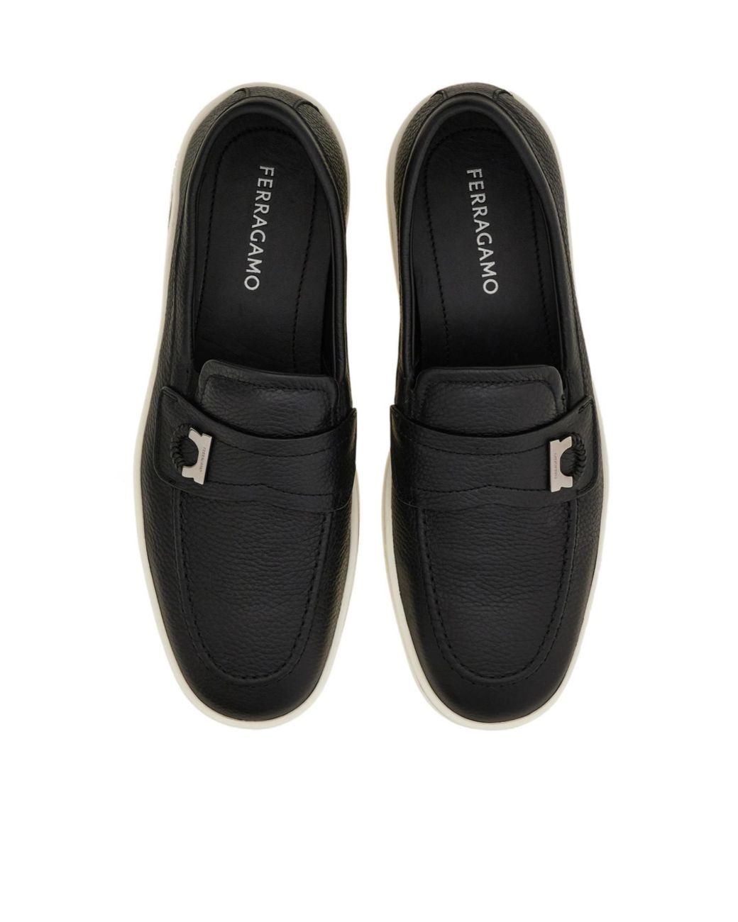 Ferragamo Black Ferragamo Gancini Boat Loafers for men