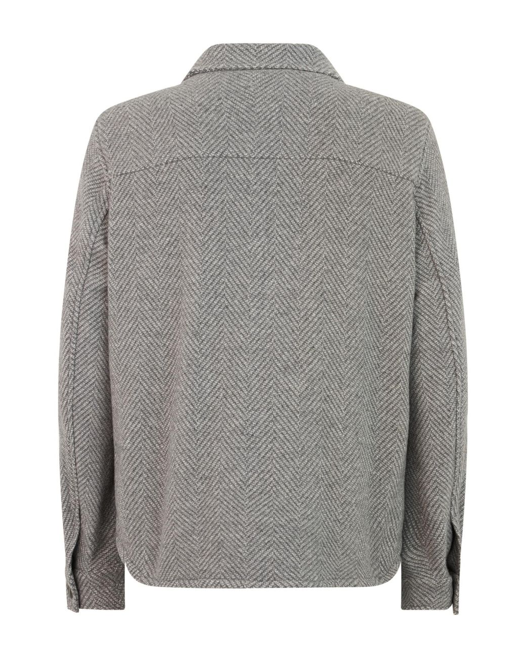 Herno Gray Herringbone Button-Up Shirt for men