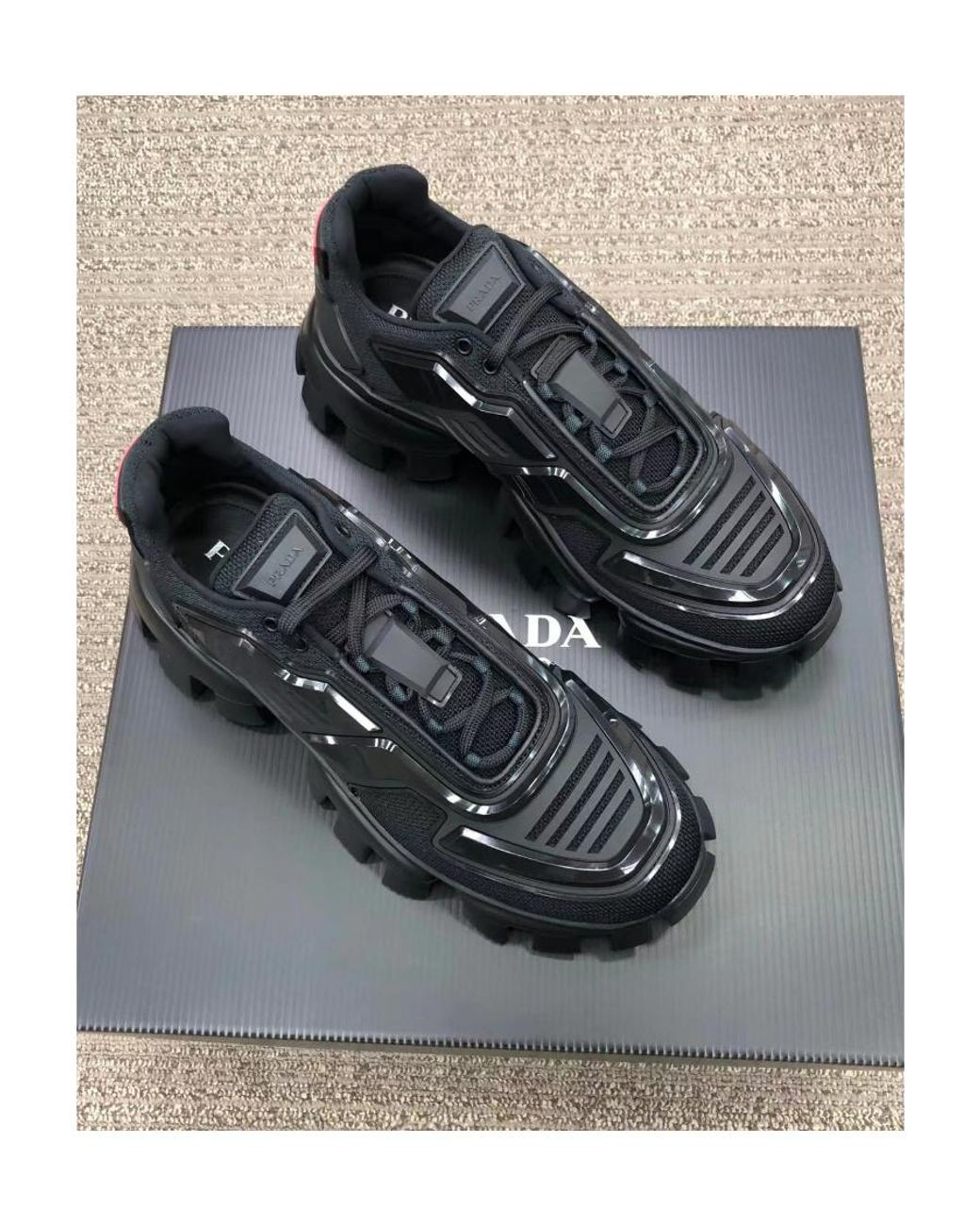 Prada Black Cloudbust Thunder Technical Fabric Sneakers for men