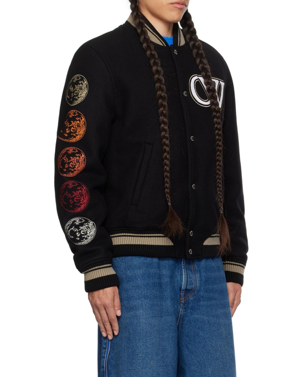 Off-White c/o Virgil Abloh Black Logo Detailed Bomber Jacket for men