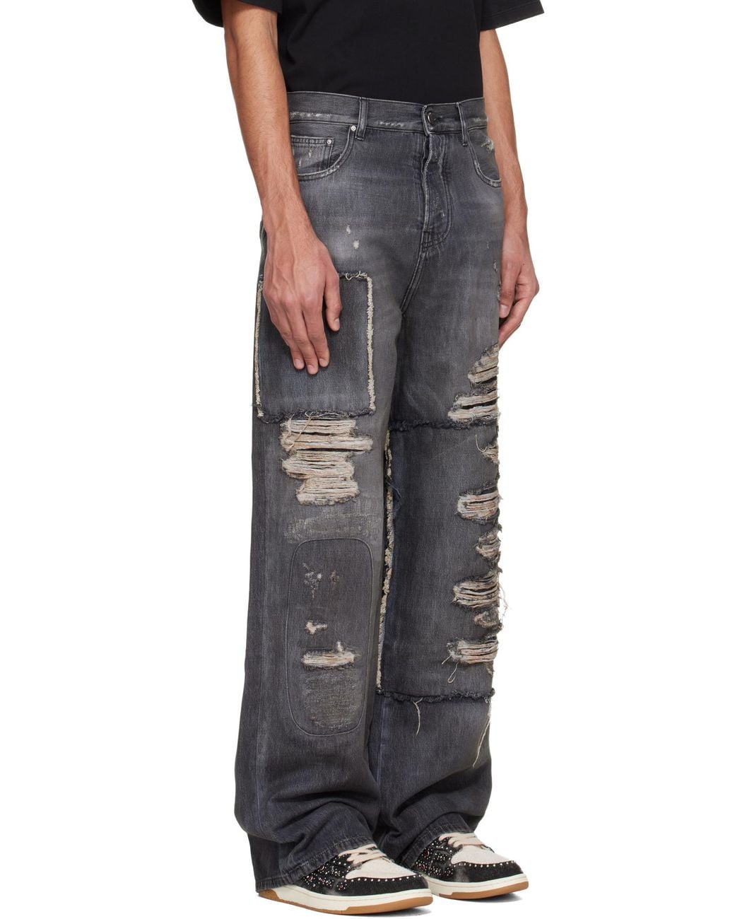 Amiri Gray Carpenter Repaired Baggy Jeans for men