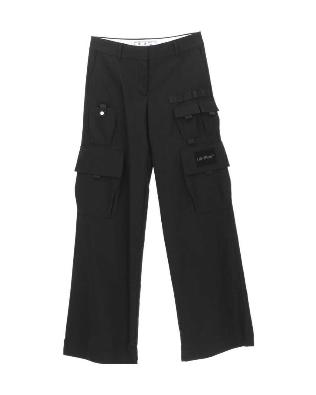 Off-White c/o Virgil Abloh Gray Logo Detailed Wide Leg Trousers