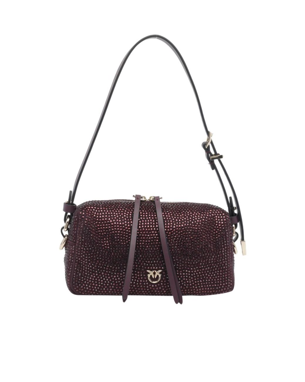 Pinko Purple Embellished Mini Crossbody Boston Bag