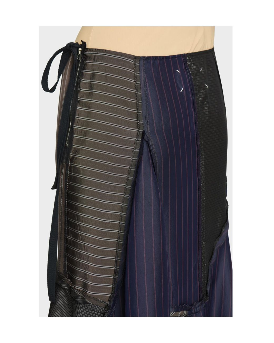 Maison Margiela Blue Patchwork Long Skirt